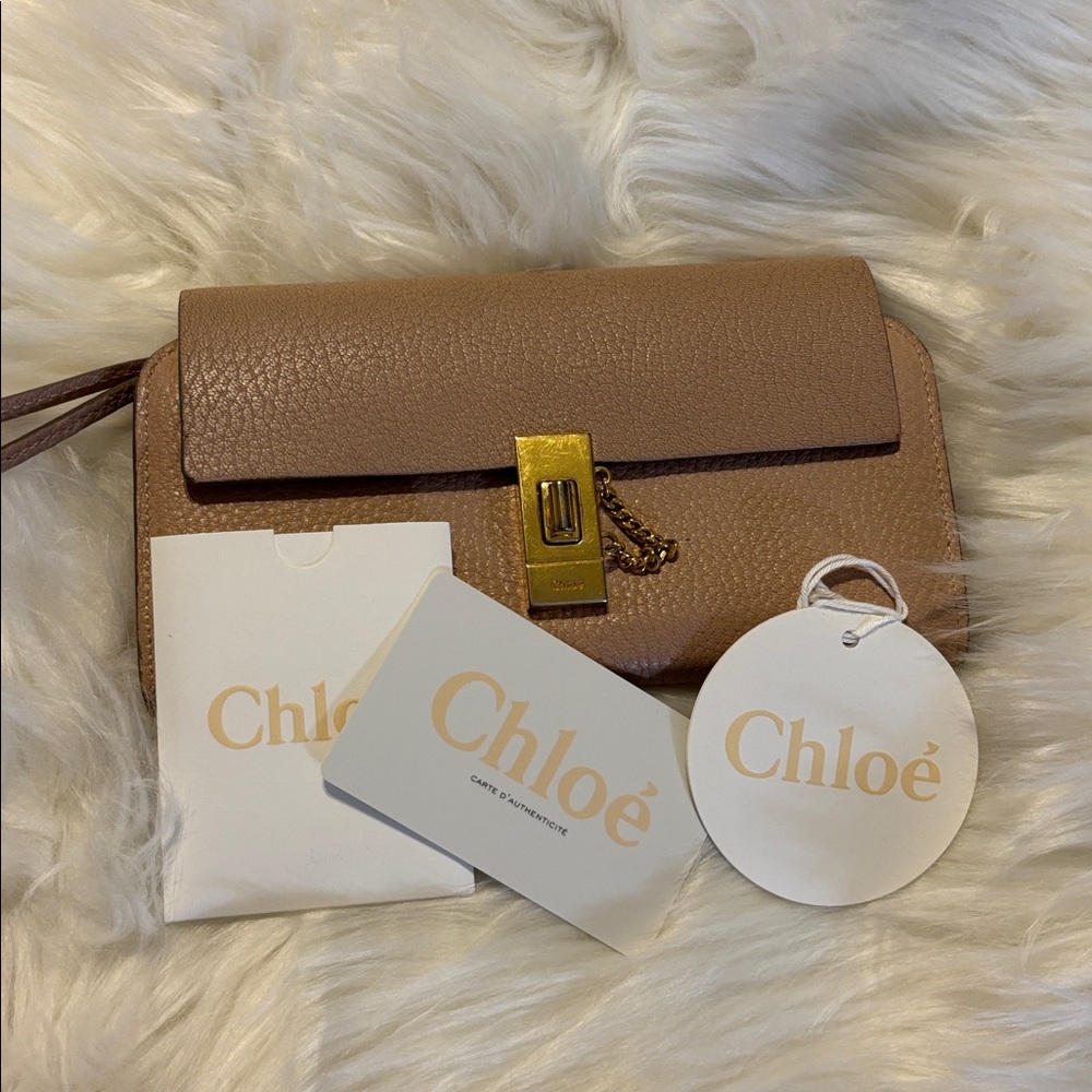 Authentic Chloe Drew Continental Taupe Leather Wallet